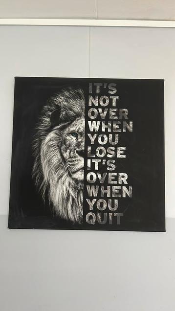 Inspirerend Schilderij – Leeuw met Quote – In Goede Staat beschikbaar voor biedingen