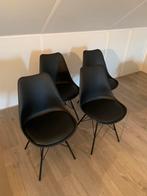 Vier zwarte Jysk stoelen, Huis en Inrichting, Stoelen, Ophalen, Zwart, Zo goed als nieuw, Vier
