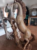 Beelden 2 stijgerende paarden , zware stuks , vintage, Antiek en Kunst, Ophalen