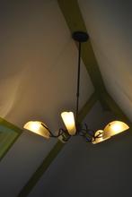 Hanglamp, metaal, glas, 80 cm hoog, diameter 70 cm, Ophalen, Gebruikt, Glas, 75 cm of meer