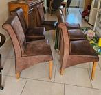 6 bruine eetkamerstoelen (geruwd leer), Ophalen, Gebruikt, Bruin, Leer