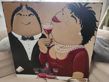 Schilderij Elegant Stel met Wijn - Elly beschikbaar voor biedingen