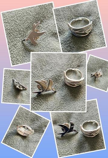 1 Pin vogel broche & verstelbare ring beiden zilverkleurig! beschikbaar voor biedingen