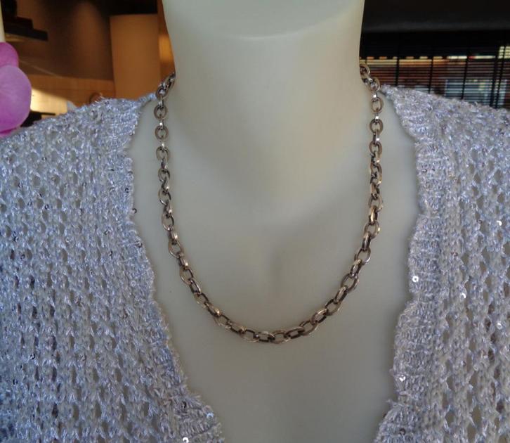 zilveren schakel ketting [784], Sieraden, Tassen en Uiterlijk, Kettingen, Zo goed als nieuw, Zilver, Zilver, Verzenden