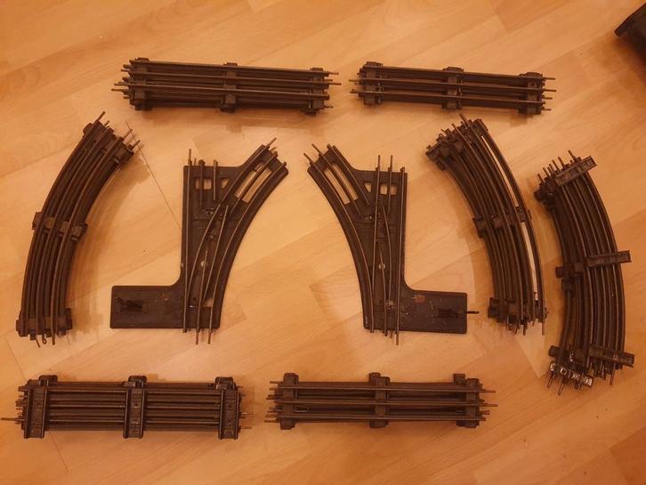 Partij blikken drierailspoor, vn. Märklin (blik trein sp 0), Antiek en Kunst, Antiek | Speelgoed, Ophalen of Verzenden