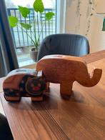 Vintage Leder Spaarpot Olifant en Varken Geperst Leer, Ophalen of Verzenden, Gebruikt, Dier