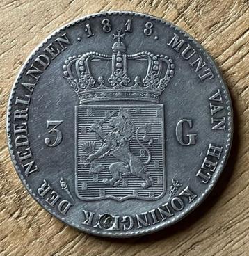3 gulden 1818 Willem I beschikbaar voor biedingen