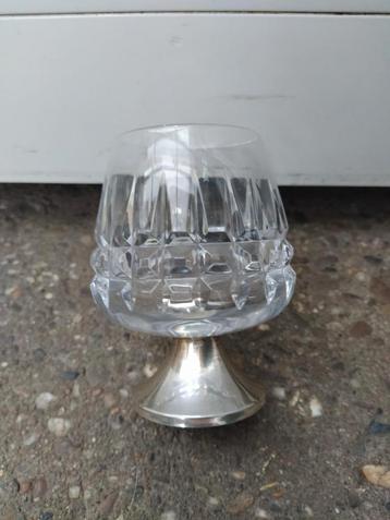 Vintage Kristallen Borrelglas met Zilvervoet beschikbaar voor biedingen