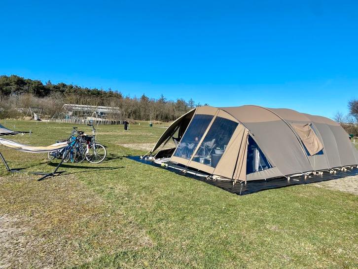 Tent te huur Vlieland stortemelk voor 6 personen met elektra, Caravans en Kamperen, Tenten, Zo goed als nieuw, Ophalen
