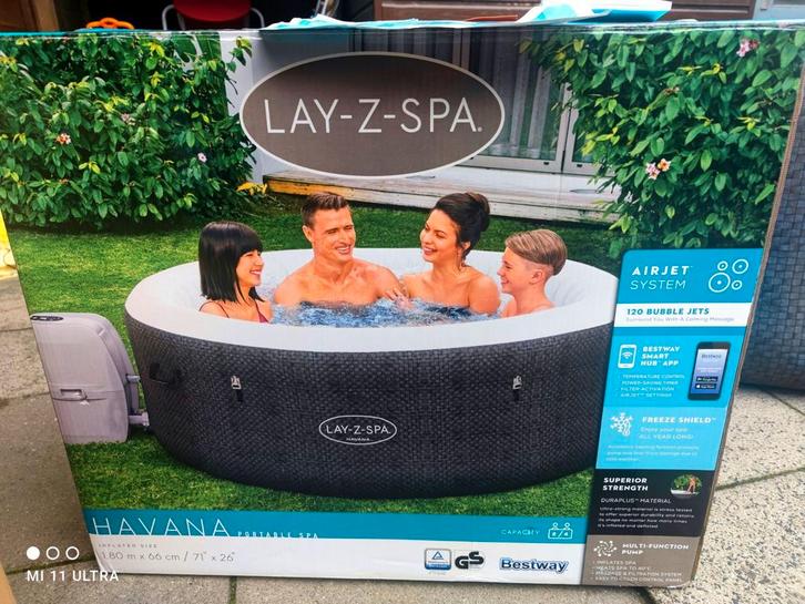 Jaccuzi Lay-Z Spa Havana met doos Nieuw, Tuin en Terras, Bubbelbaden en Hottubs, Zo goed als nieuw, Opblaasbaar, Afdekzeil, Pomp
