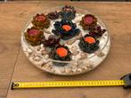 Nieuwe zgan glazen decoratie schaal 8 theelichtjes zand, Ophalen, Schaal, Rond, Nieuw