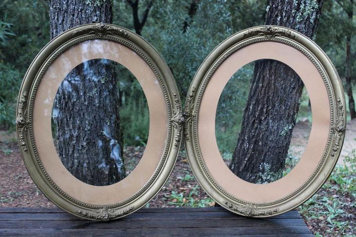 Brocante - Set grote ovale lijsten met glas!, Huis en Inrichting, Woonaccessoires | Lijsten, Gebruikt, 50 tot 75 cm, 50 tot 75 cm