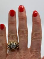 T228 Prachtige zilveren ring bicolor maat 18, Sieraden, Tassen en Uiterlijk, Ringen, 18 tot 19, Ophalen of Verzenden, X, Dame