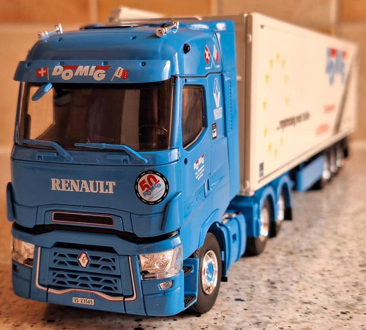 RENAULT T  trekker met walkingfloor trailer "Domig - Visp", Hobby en Vrije tijd, Modelauto's | 1:50, Nieuw, Bus of Vrachtwagen
