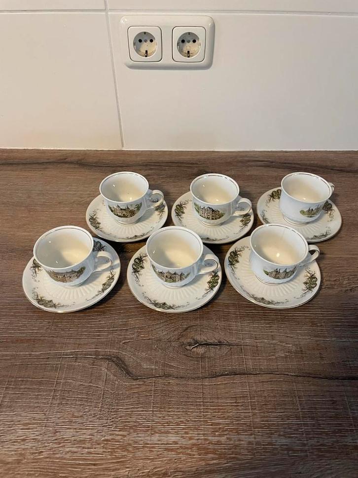 Bavaria Porzellan Theekopjes met Nederlandse Kastelen (6), Antiek en Kunst, Antiek | Servies compleet, Ophalen of Verzenden