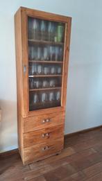 Teak apothekerskast / vitrinekast  Het Kabinet, Huis en Inrichting, Ophalen, 50 tot 100 cm, Zo goed als nieuw, 150 tot 200 cm