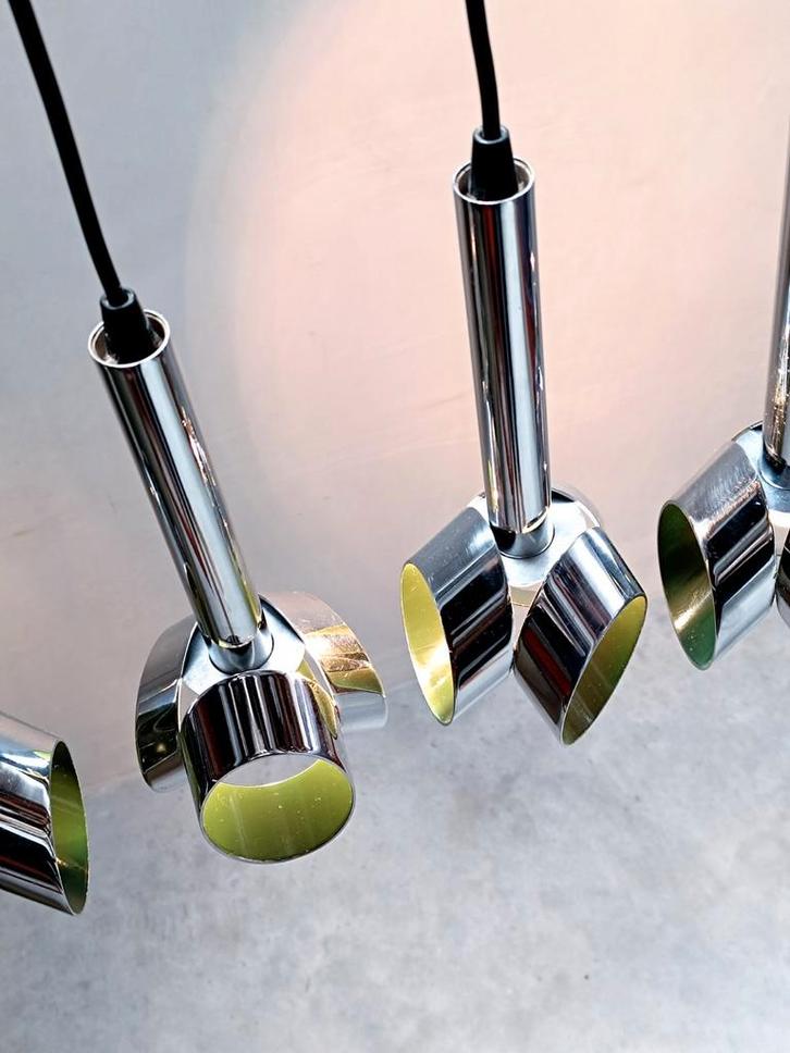 1970's Space Age Chrome lampen / 5 stuks, Huis en Inrichting, Lampen | Hanglampen, Gebruikt, Minder dan 50 cm, Metaal, Verzenden