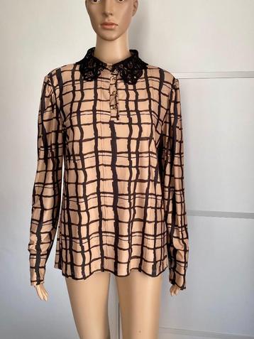 H1008 Nieuw: Sophia Perla maat 38=M blouse top shirt beige beschikbaar voor biedingen