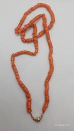 Vintage Bloedkoraal Ketting 14k Goud, Sieraden, Tassen en Uiterlijk, Antieke sieraden, Ophalen of Verzenden, Goud, Ketting, Met edelsteen