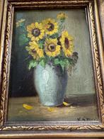 Zonnebloemen schilderij met lijst, Ophalen of Verzenden