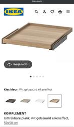 Komplement 2x uittrekbare plank eiken 50 x 58, Ophalen, Gebruikt, 50 tot 100 cm, Minder dan 100 cm