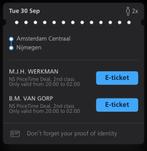 Retour Treinkaartjes Nijmegen - Amsterdam, Tickets en Kaartjes, Trein, Bus en Vliegtuig