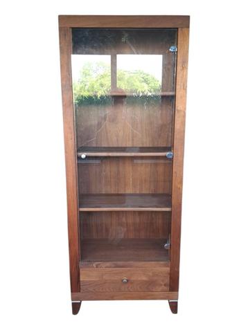 Smalle vitrinekast met lade – donker hout beschikbaar voor biedingen