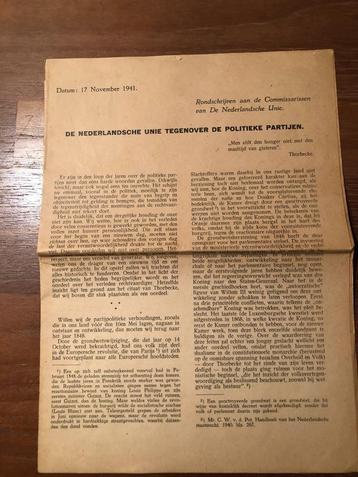 17-11-1942 Ned. Unie. Rondschrijven aan de Commissarissen. beschikbaar voor biedingen