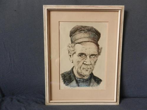 Ingekleurde litho Katwijker Visser door Gerard van Berkel, Antiek en Kunst, Kunst | Litho's en Zeefdrukken, Ophalen of Verzenden