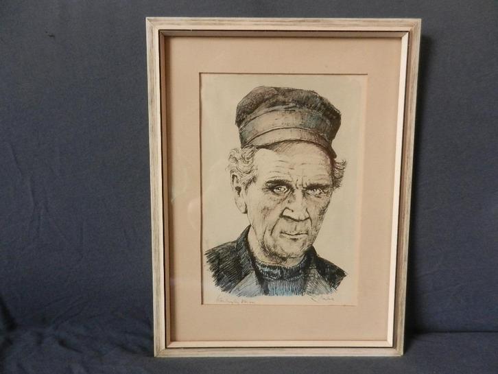 Ingekleurde litho Katwijker Visser door Gerard van Berkel, Antiek en Kunst, Kunst | Litho's en Zeefdrukken, Ophalen of Verzenden