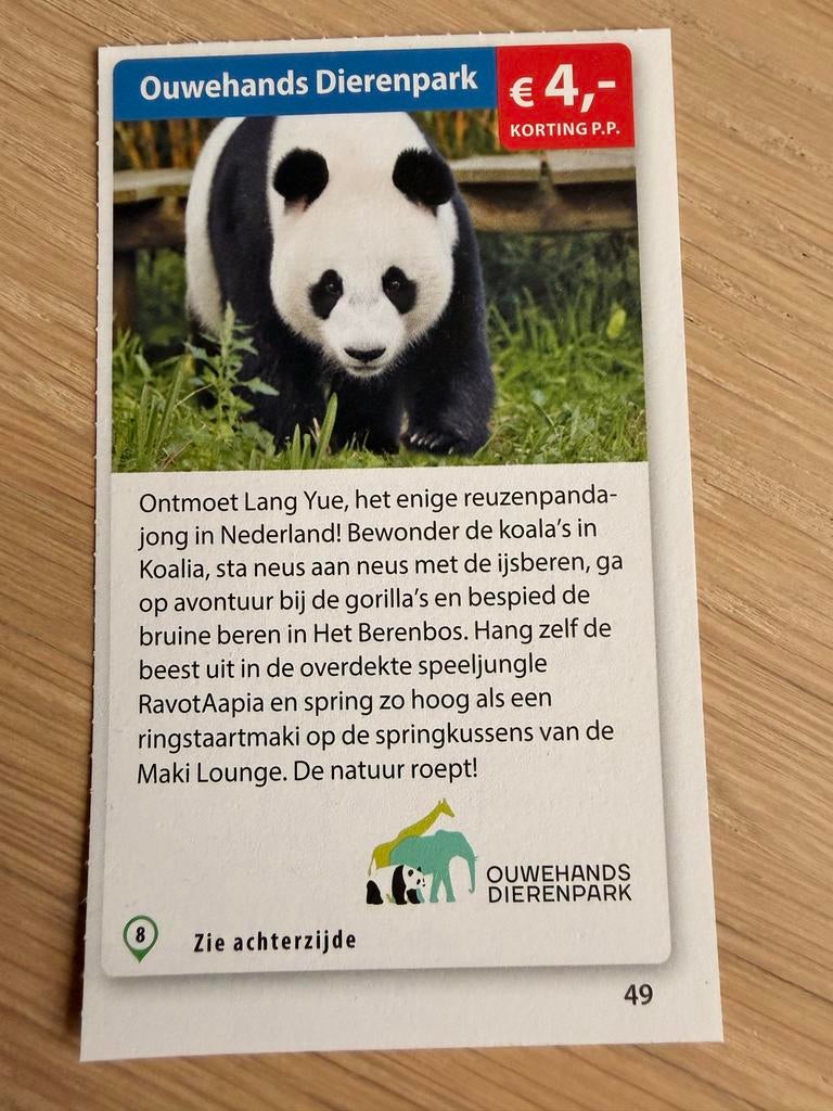 Kortingsbon voor Oudehands Dierenpark, Drie personen of meer, Kortingskaart