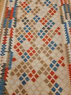 Vintage handgeweven Oosterse wollen kelim 220x106, 200 cm of meer, Overige kleuren, 100 tot 150 cm, Gebruikt