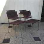 4 IZGS Bonacina Miss B2 design stoel modern leer RVS, Huis en Inrichting, Stoelen, Ophalen, Bruin, Leer, Zo goed als nieuw