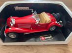 Burago Mercedes Benz 500K Roadster (1936) - Rood, Ophalen of Verzenden, Zo goed als nieuw, Auto, Bburago