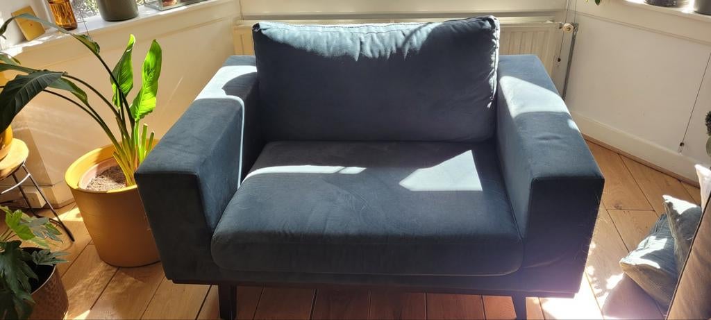 Love seat fauteuil  groen velvet torino wehkamp, Ophalen, Gebruikt, Tweepersoons, 75 tot 100 cm
