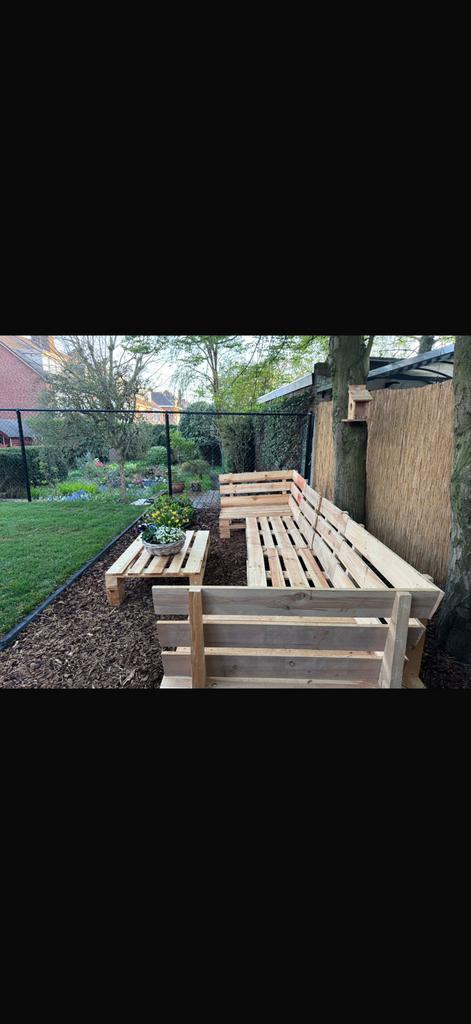 Gloednieuwe palletbank 4m breed, 1m diep, Ophalen, Meer dan 8 zitplaatsen, Nieuw, Loungeset