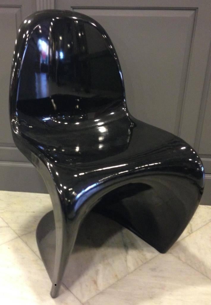 Verner Panton 3x, hoogglans zwart, Huis en Inrichting, Stoelen, Ophalen, Gebruikt, Drie