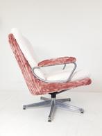 Vintage strassle draaifauteuil roze rib nieuw gestoffeerd, Modern vintage, ., 75 tot 100 cm, Ophalen of Verzenden
