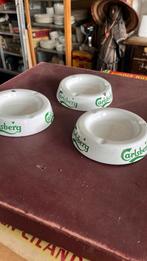 3 oude emaille asbakken  van Carlsberg bier gebruikte staat, Verzamelen, Biermerken, Ophalen of Verzenden, Gebruikt, Reclamebord, Plaat of Schild
