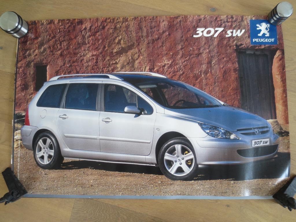 Poster Peugeot: Peugeot 307 SW. Afmeting 120cm/80cm., Verzamelen, Rechthoekig Liggend, Nieuw, Ophalen of Verzenden, A1 t/m A3