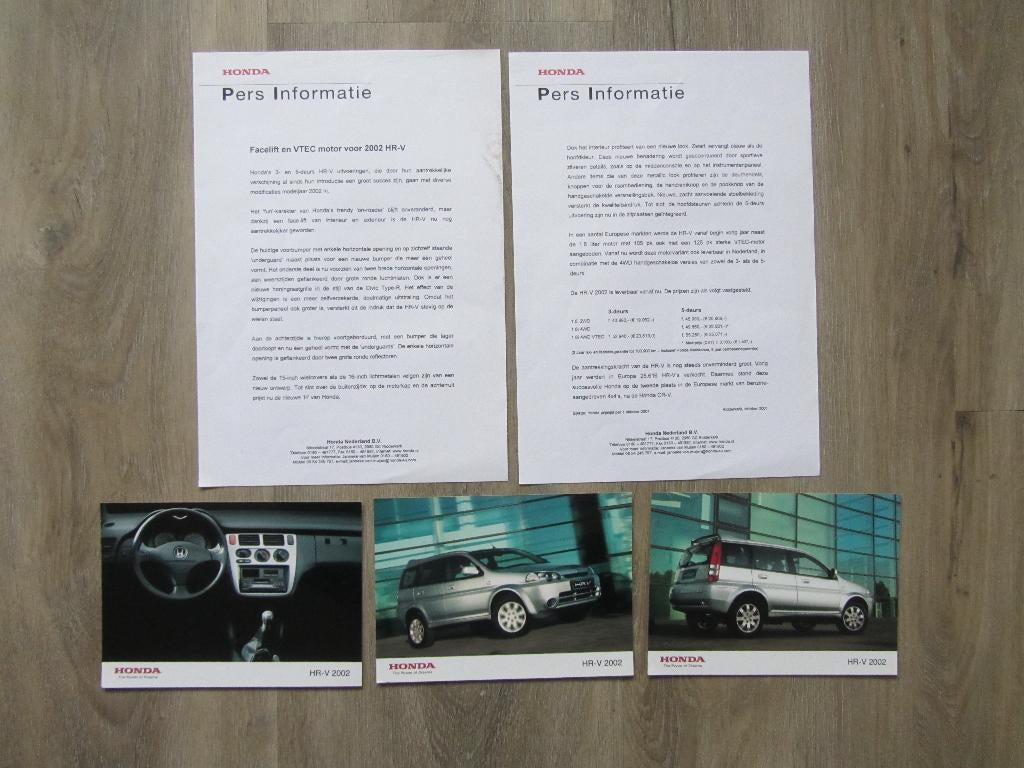 Honda HRV Pers Informatie 1999 - 2002, Ophalen of Verzenden, Zo goed als nieuw, Honda, Honda