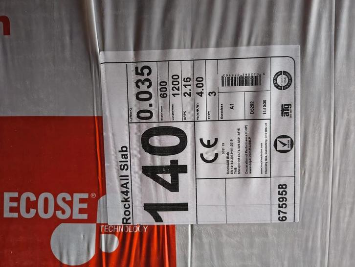 Knauf Rock4All Slab isolatiemateriaal 140mm - Nieuw, Doe-het-zelf en Verbouw, Isolatie en Afdichting, Nieuw, Muurisolatie, Dakisolatie