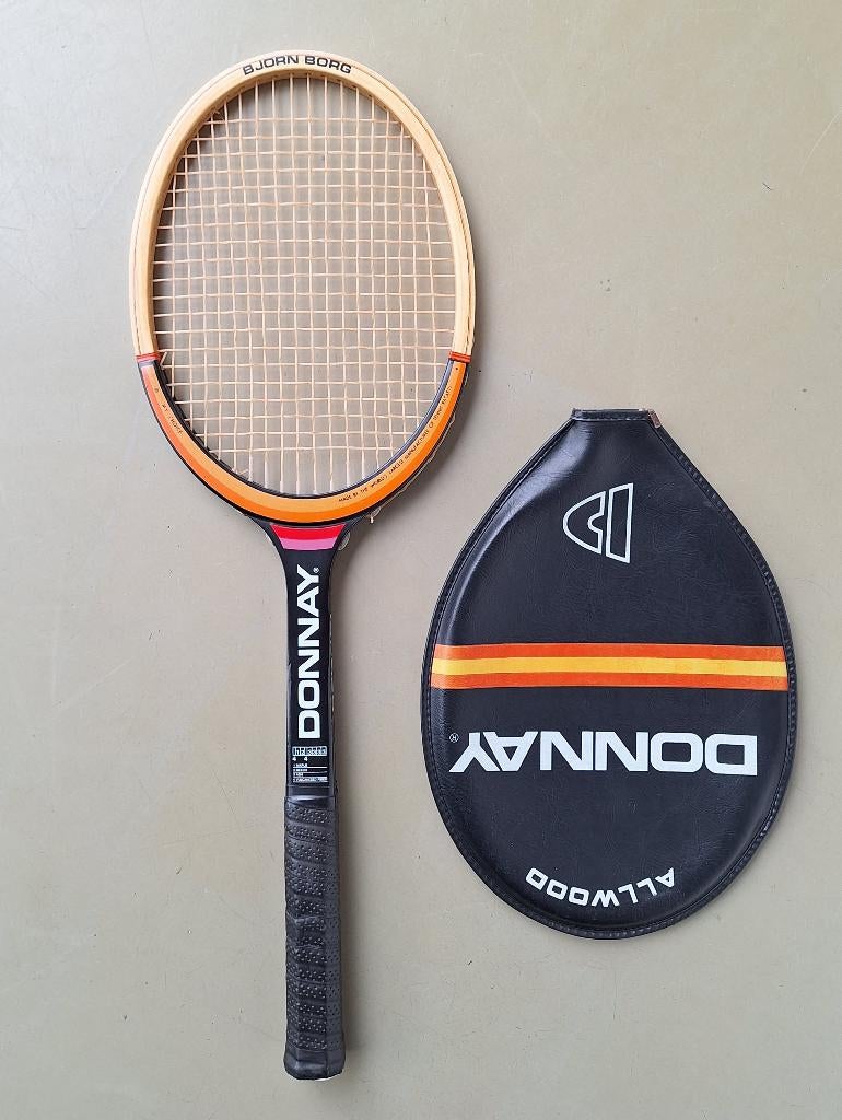 div. vintage Donnay Borg Dunlop McEnroe houten tennis-racket, Ophalen of Verzenden, Gebruikt, Racket, Dunlop