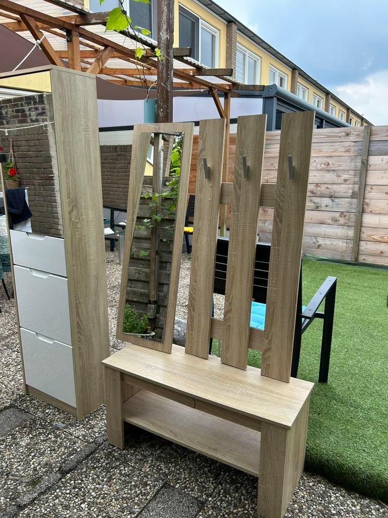 Schoenenkast met spiegel en kledingrek, Ophalen of Verzenden, Rechthoekig, Minder dan 50 cm, Minder dan 100 cm