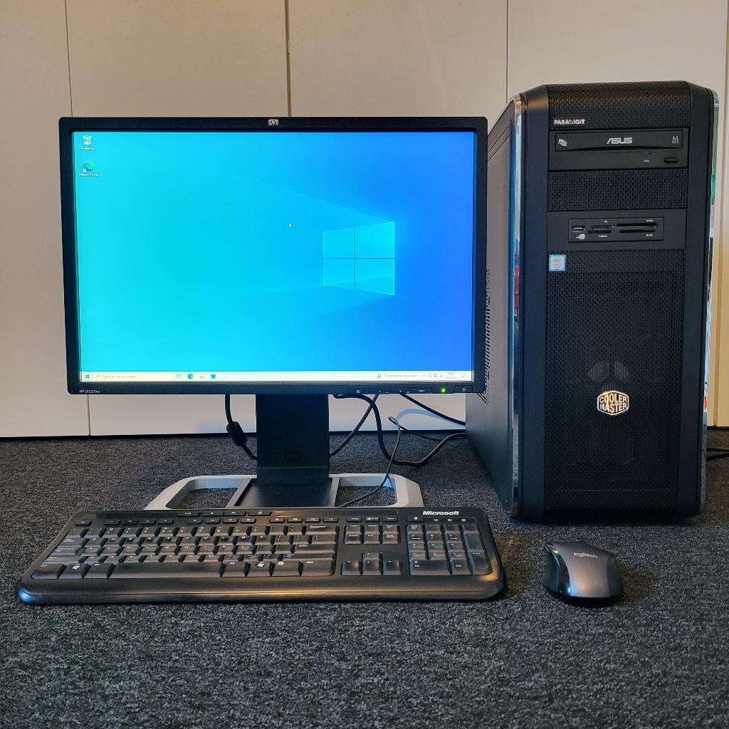 PC i7-7700 / 16GB RAM / GTX 1050 / HP 22" monitor, Computers en Software, Desktop Pc's, Gebruikt, Paradigit, HDD, 1 TB