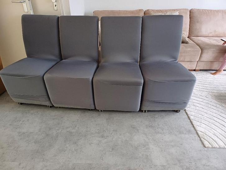 Set van 4 Eetkamerstoelen, Huis en Inrichting, Stoelen, Gebruikt, Vier, Hout, Kunststof, Leer, Metaal, Riet of Rotan, Stof, Overige materialen