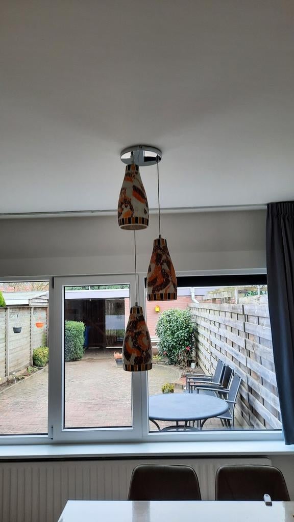 Te koop mooie hanglamp mozaiek ziet er nog goed uit, Ophalen of Verzenden, Minder dan 50 cm, Mozaiek steentjes, Glas