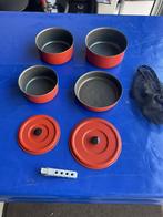 Camping pannenset in opbergnet 1 weekend deels gebruikt, Ophalen, Zo goed als nieuw