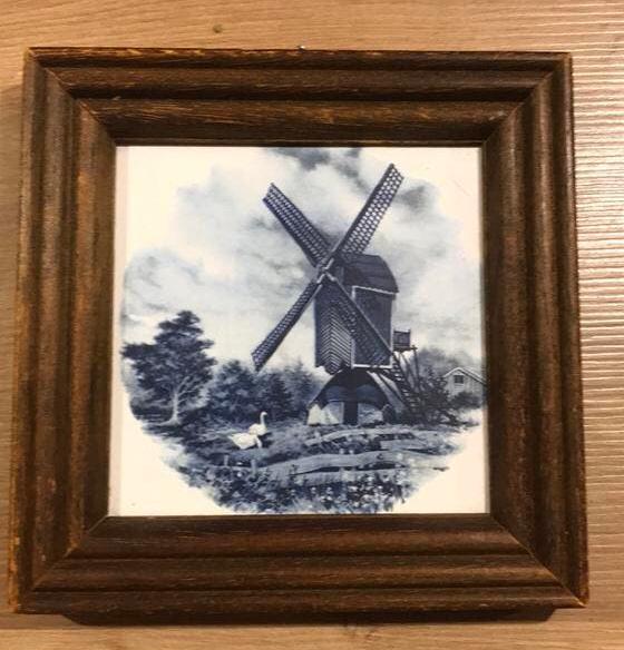 Villeroy en Boch ingelijste wandtegel molen, Ophalen of Verzenden
