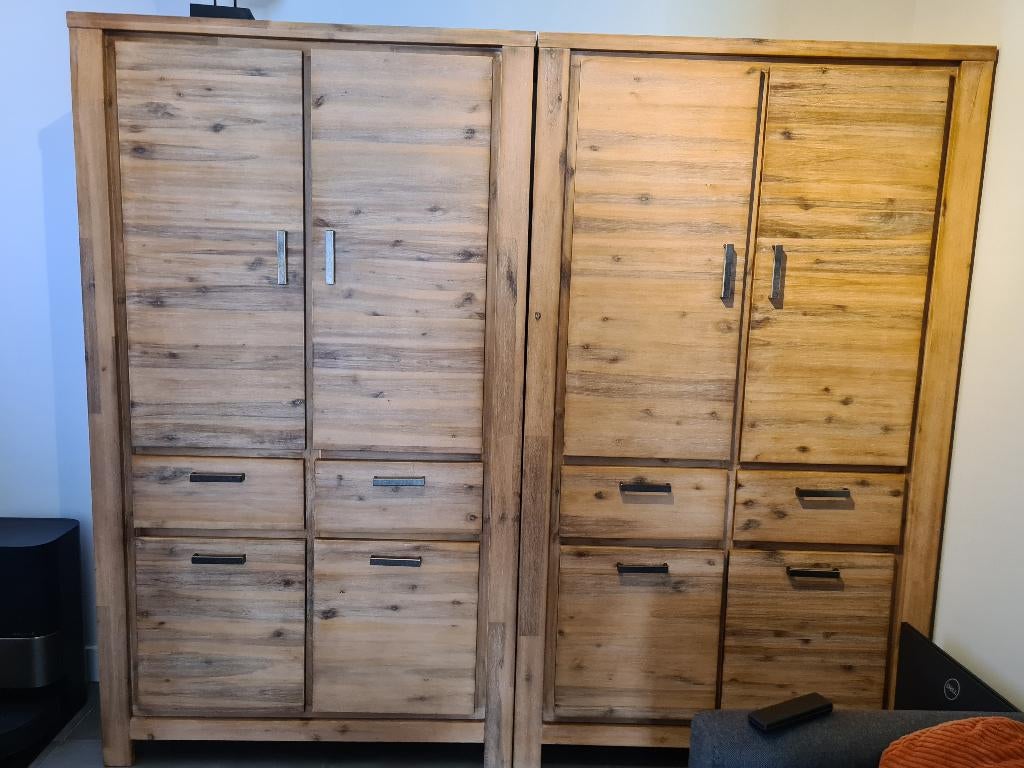 2 kasten van acacia hout, Ophalen, Gebruikt, Overige materialen, 200 cm of meer